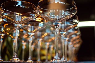 empty glasses close up