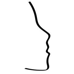 Vector graphics-linear sketch drawing of a female face profile on a white background isolated. Concept-beauty salon and logo