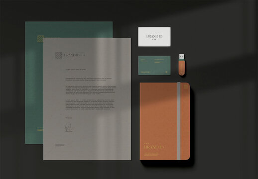 Letter with Notebook and Pendrive Mockup