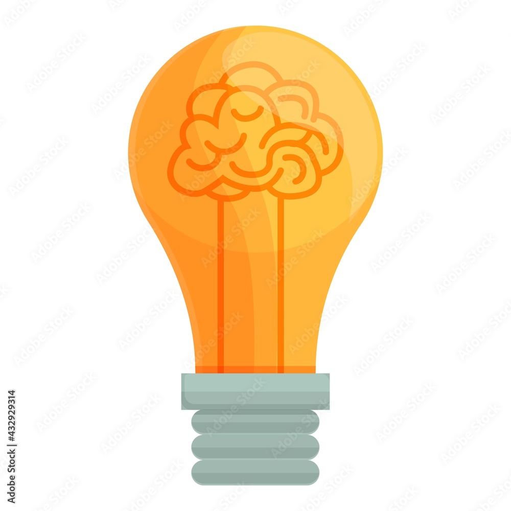 Poster smart lightbulb brainstorming icon. cartoon of smart lightbulb brainstorming vector icon for web des
