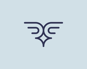 Abstract bird, wings vector logotype. Creative plane, mechanism logo design template. Luxury brand emblem, premium icon sign symbol.