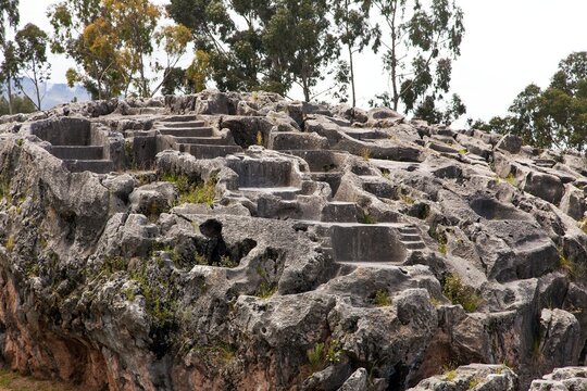 Kenko or Qenqo grande ruins Cusco or Cuzco town Peru