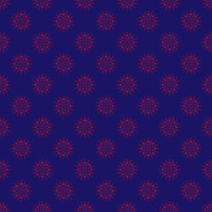 Pattern red flower on a blue background