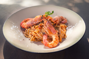 spaghetti with shrimp