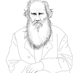 Realistic illustration of the Russian writer Lev Tolstoi