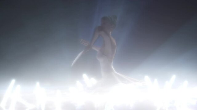 3D Animation  Silhouette Ballet Dancer In Lighting Stage