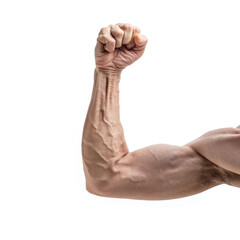 Strong arm and hand veins on white background - 432937999