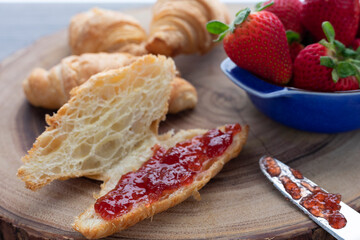 Croissants with strawberry jelly