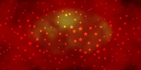 Dark Orange vector texture with beautiful stars.