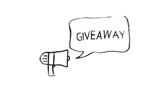 Giveaway text animation. Megaphone with speech bubble. 4k and Full HD resolutions. Perfect for invitations, social media, intros and outros