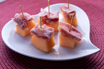 Cantaloupe and prosciutto appetizer