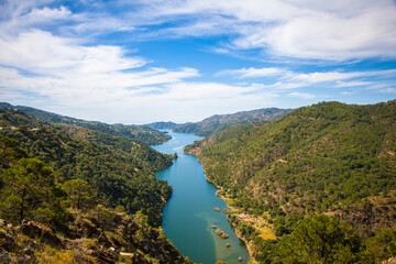 Fototapeta na wymiar Elevated view across La Concepcion reservoir. Marbella, Malaga Province, Andalusia, Spain.