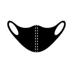 Medical face mask, black icon in flat style. Protective respirators against viruses, dust and respiratory diseases.Vector illustration isolated on a white background.