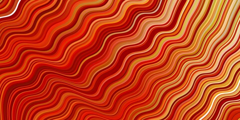 Light Red, Yellow vector backdrop with curved lines.