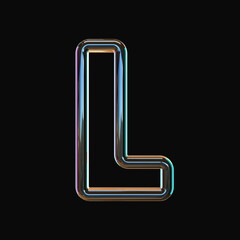 Vivid color glass font Letter L 3D