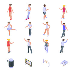 Fototapeta na wymiar Ballet school icons set. Isometric set of ballet school vector icons for web design isolated on white background