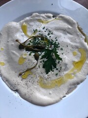 Vitello Tonnato, a traditional italian dish of cold, sliced veal covered with a creamy sauce flavored with tuna