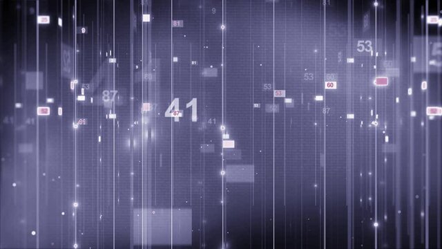 Digital server room data center. Beautiful background from squares. the squares are moving in line. In three different numbers and colors. Bright flowing squares. Bright and moving 4K footage