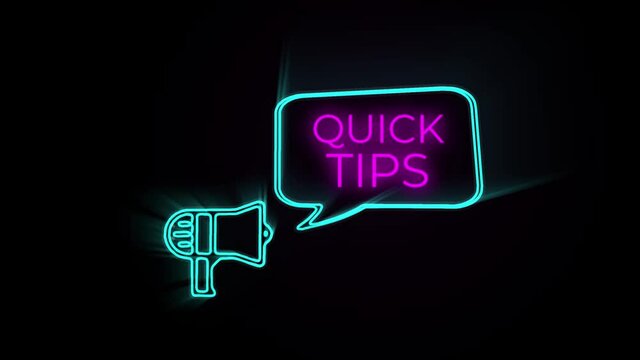 Megaphone with speech bubble Quick tips icon badge. Ready for use in web or print design. stock illustration.