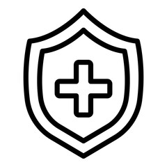 Medical shield icon. Outline Medical shield vector icon for web design isolated on white background