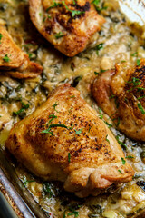Spinach Artichoke Chicken Thighs