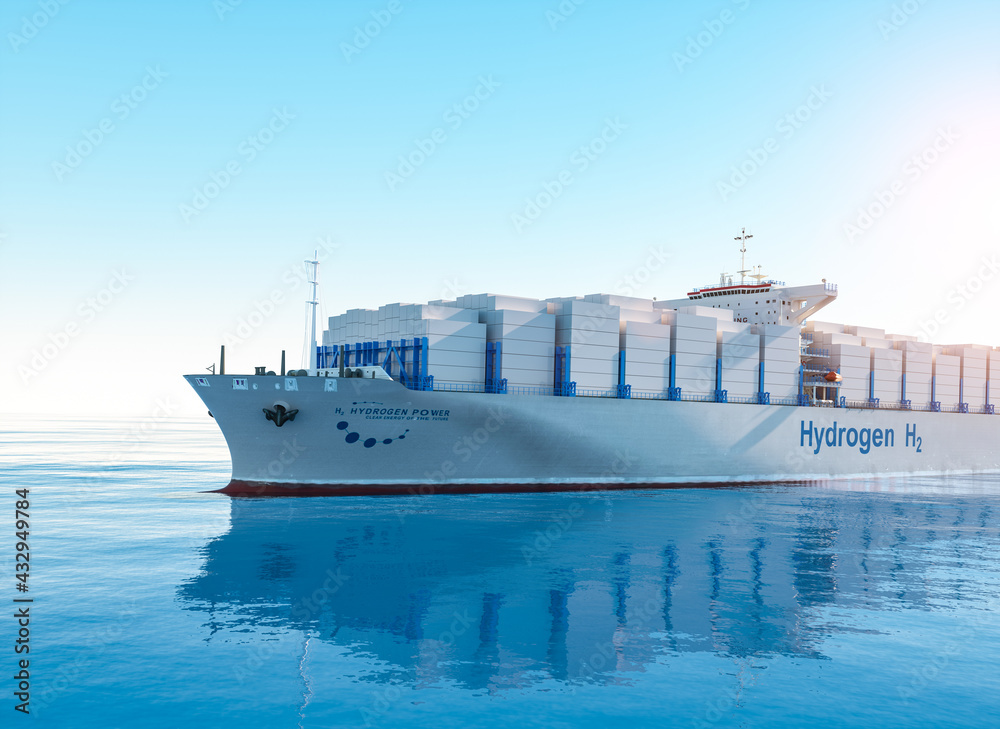 Wall mural liqiud hydrogen renewable energy in vessel - lh2 hydrogen gas for clean sea transportation on ship w