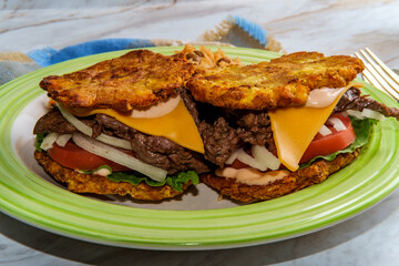 Puerto Rican Steak Jibarito Sandwich