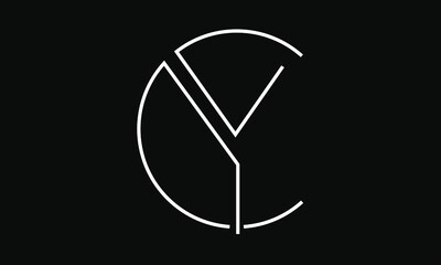 CY/YC logo, CY/YC letter logo design with white and black color, CY/YC Business abstract vector logo monogram template.