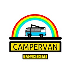 Campervan simple logo icon symbol for Brand, travel, Trip, company, Business, Banners, Poster, background and wallpaper. 