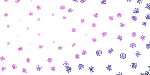 Fototapeta na wymiar Light Purple, Pink vector doodle pattern with flowers.