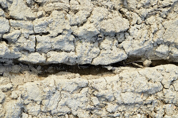 Clay cracked earth texture. Cracked clay natural background indoor macro shot.