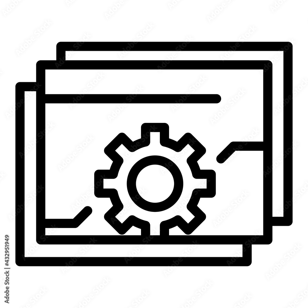 Poster api gear web icon. outline api gear web vector icon for web design isolated on white background