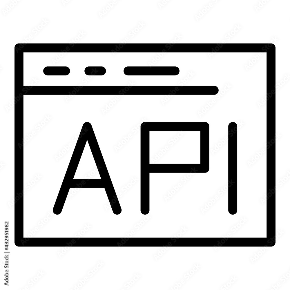 Poster api gear web window icon. outline api gear web window vector icon for web design isolated on white b