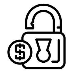 Laundry money padlock icon. Outline Laundry money padlock vector icon for web design isolated on white background