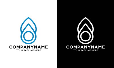 Modern line vector logo of the water drop.logo Vector design template on a black and white background