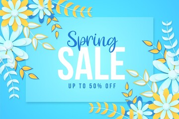 Realistic Floral Spring Sale Promo Paper Style