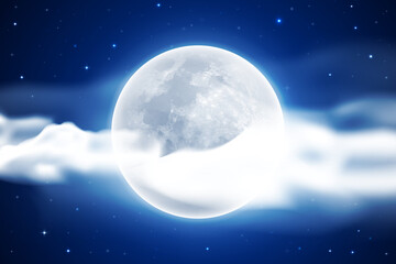 Naklejka na ściany i meble Realistic Full Moon Sky Background