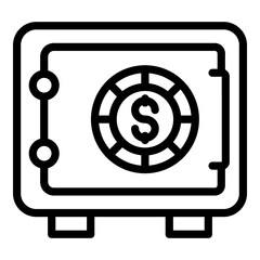 Laundry money steel safe icon. Outline Laundry money steel safe vector icon for web design isolated on white background