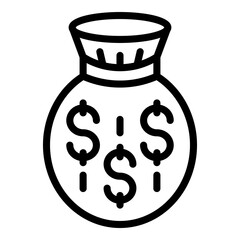 Laundry money full bag icon. Outline Laundry money full bag vector icon for web design isolated on white background