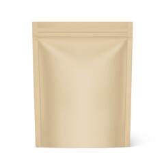 Pouch bag with ziplock. Vector illustration. Front view. Can be use for template your design, presentation, promo, ad. EPS10.	