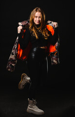 Young pretty teenage hipster girl posing emotional happy smiling