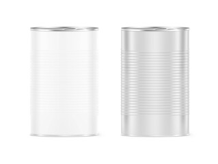 Hight realistic tin can mockup. Vector illustration. Easy to use for presentation your product, idea, design. EPS10.	