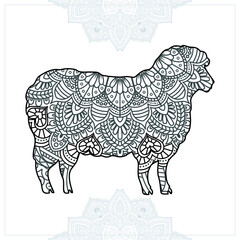 Animal Mandala. Vintage decorative elements. Oriental pattern, vector illustration.