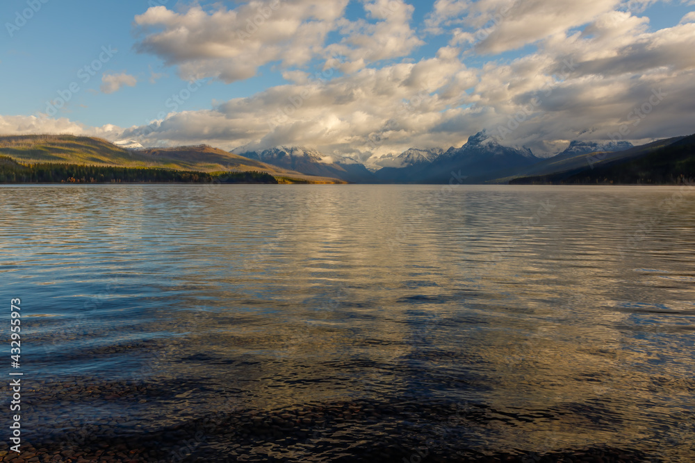 Wall mural A beautiful morning at Lake McDonald, Glacier National Park, Montana in the fall.