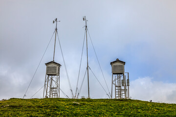 Weather forecast station at altitude in mountains