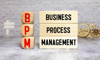 BPM text Business Process Management on wooden cubes