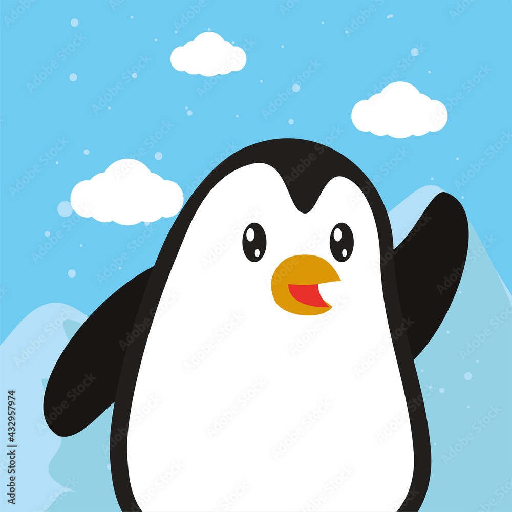 Poster cute penguin cartoon