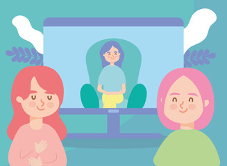 Girls in video conference