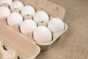 Eggs on the brown background