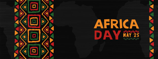 Africa Day may 25 colorful ethnic tribal art banner - obrazy, fototapety, plakaty